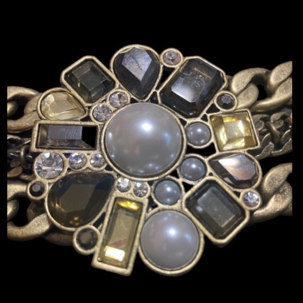 Lia Sophia Antique Gold, Pearl & Rhinestone bracelet
